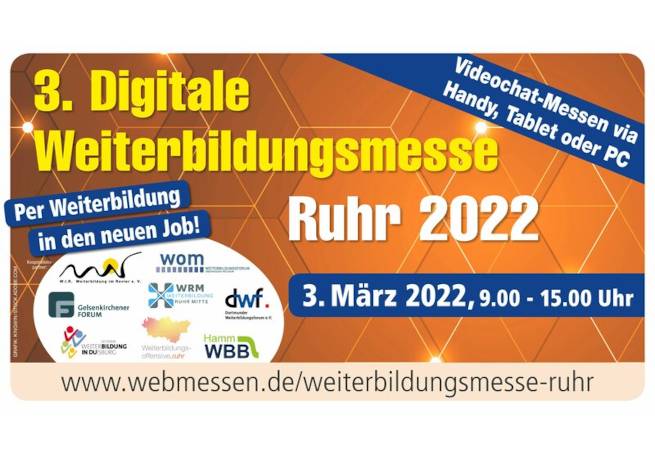 3. Digitale Weiterbildungsmesse Ruhr 03.03.2022 von 09:00 - 15:00 Uhr